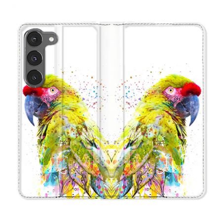 Housse Cuir Portefeuille Pour Samsung Galaxy A56 5G Animal Perroquet Jaune