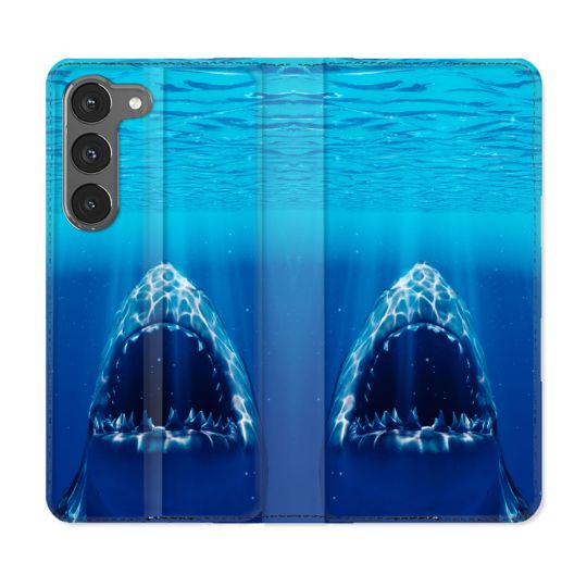 Housse Cuir Portefeuille Pour Samsung Galaxy A56 5G Animal Requin Dent