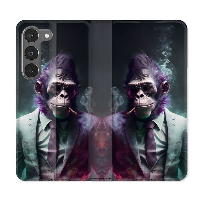 Housse Cuir Portefeuille Pour Samsung Galaxy A56 5G Animal Singe Business