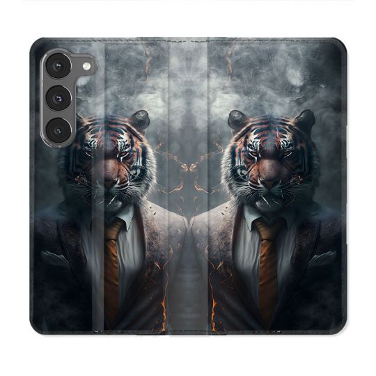 Housse Cuir Portefeuille Pour Samsung Galaxy A56 5G Animal Tigre Business