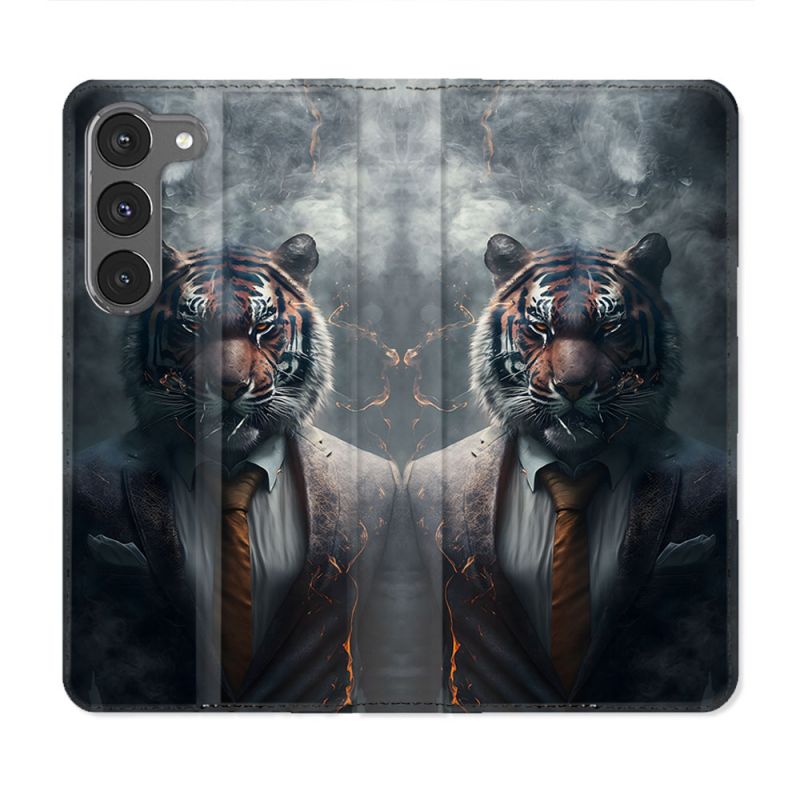 Housse Cuir Portefeuille Pour Samsung Galaxy A56 5G Animal Tigre Business