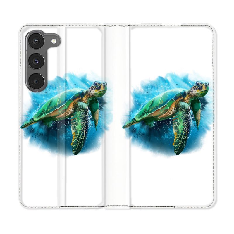Housse Cuir Portefeuille Pour Samsung Galaxy A56 5G Animal Tortue Blanche multicolore