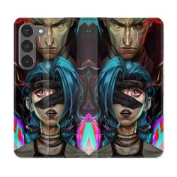 Housse Cuir Portefeuille Pour Samsung Galaxy A56 5G Arcane Jinx Bleu