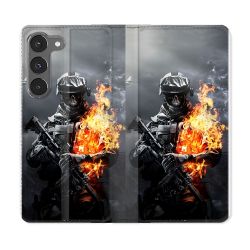 Housse Cuir Portefeuille Pour Samsung Galaxy A56 5G Call Of Duty Squelette