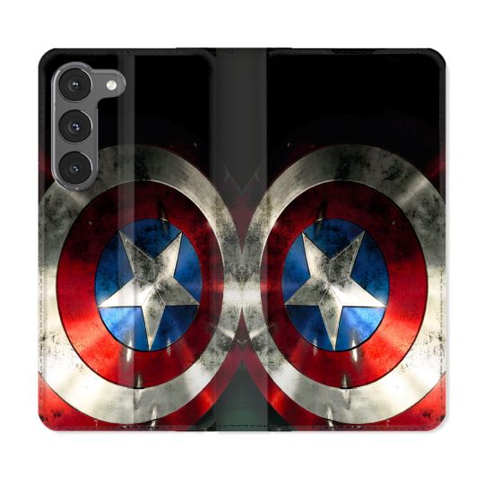 Housse Cuir Portefeuille Pour Samsung Galaxy A56 5G Captain America Bouclier
