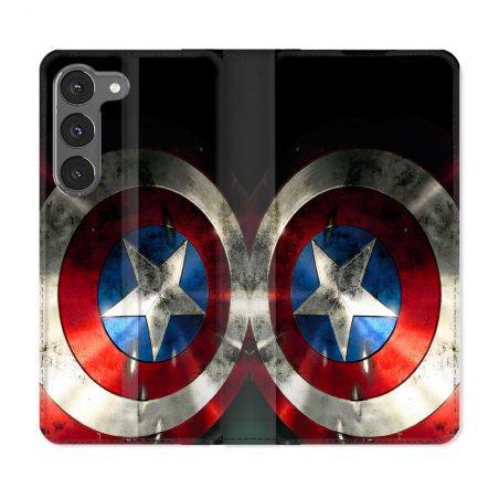Housse Cuir Portefeuille Pour Samsung Galaxy A56 5G Captain America Bouclier