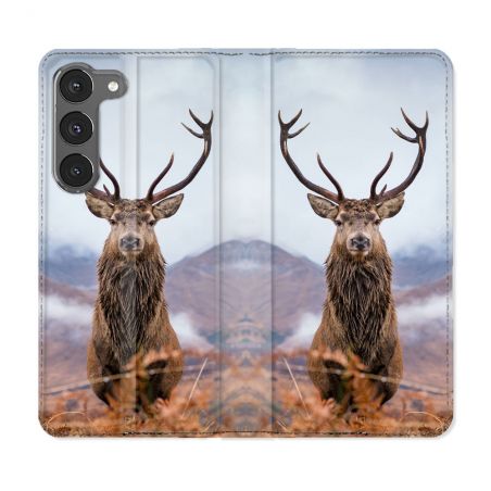 Housse Cuir Portefeuille Pour Samsung Galaxy A56 5G Chasse Chevreuil Montagne
