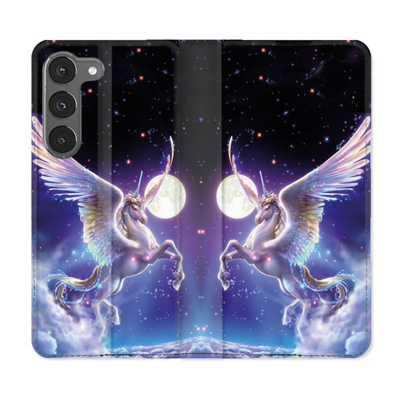 Housse Cuir Portefeuille Pour Samsung Galaxy A56 5G Fantastique Licorne Céleste