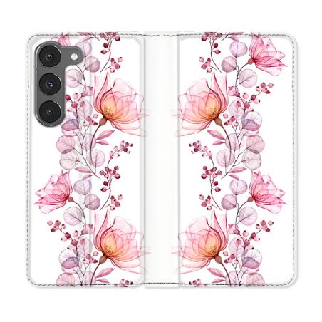 Housse Cuir Portefeuille Pour Samsung Galaxy A56 5G Fleur Eclosion