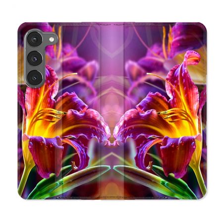 Housse Cuir Portefeuille Pour Samsung Galaxy A56 5G Fleur Lys Color
