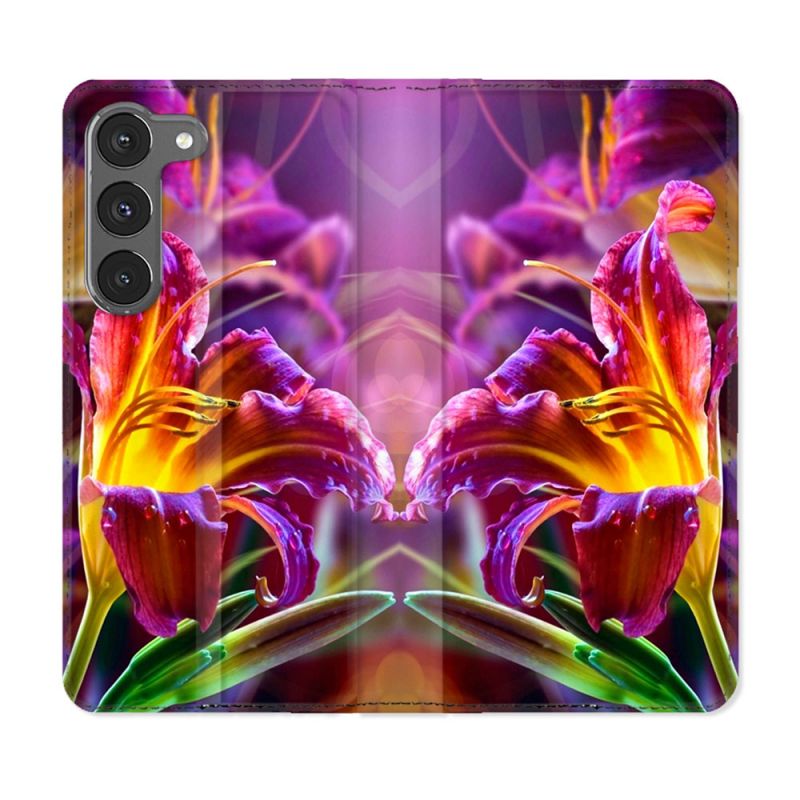 Housse Cuir Portefeuille Pour Samsung Galaxy A56 5G Fleur Lys Color
