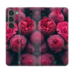 Housse Cuir Portefeuille Pour Samsung Galaxy A56 5G Fleur Pivoine