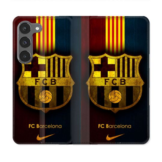 Housse Cuir Portefeuille Pour Samsung Galaxy A56 5G Foot FC Barcelone Vintage