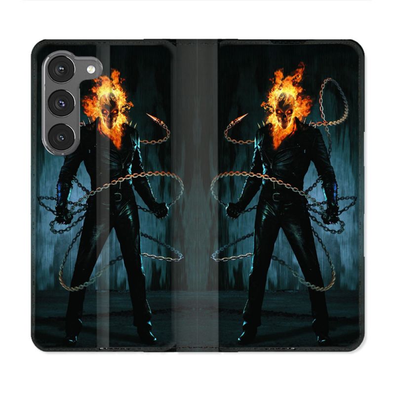 Housse Cuir Portefeuille Pour Samsung Galaxy A56 5G Ghost Rider