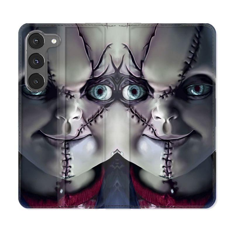 Housse Cuir Portefeuille Pour Samsung Galaxy A56 5G Horreur Chucky Cicatrice