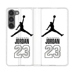 Housse Cuir Portefeuille Pour Samsung Galaxy A56 5G Jordan 23 Blanc