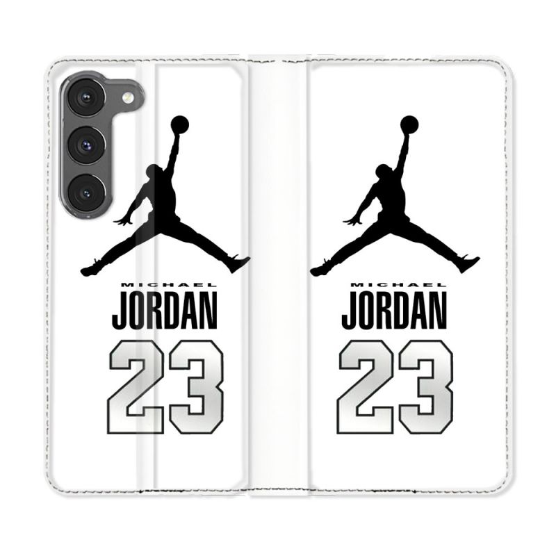 Housse Cuir Portefeuille Pour Samsung Galaxy A56 5G Jordan 23 Blanc