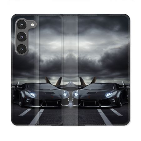 Housse Cuir Portefeuille Pour Samsung Galaxy A56 5G Lamborghini Avion