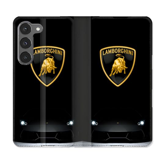 Housse Cuir Portefeuille Pour Samsung Galaxy A56 5G Lamborghini Noir