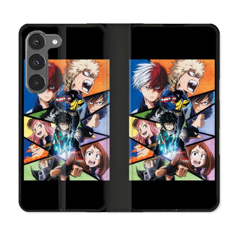 Housse Cuir Portefeuille Pour Samsung Galaxy A56 5G Manga My Hero Academia Noir