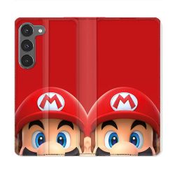 Housse Cuir Portefeuille Pour Samsung Galaxy A56 5G Mario Rouge