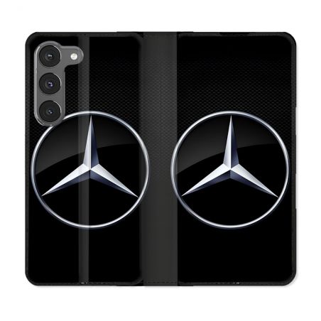 Housse Cuir Portefeuille Pour Samsung Galaxy A56 5G Mercedes Carbone
