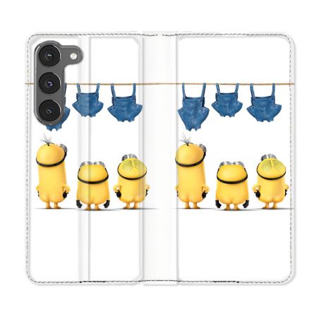 Housse Cuir Portefeuille Pour Samsung Galaxy A56 5G Minions Nus