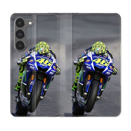 Housse Cuir Portefeuille Pour Samsung Galaxy A56 5G Moto Course GP Wheeling 46