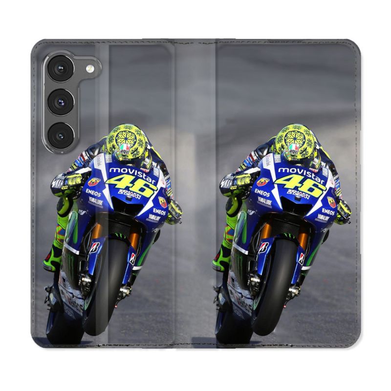 Housse Cuir Portefeuille Pour Samsung Galaxy A56 5G Moto Course GP Wheeling 46