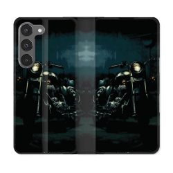 Housse Cuir Portefeuille Pour Samsung Galaxy A56 5G Moto Harley Vintage