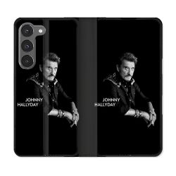 Housse Cuir Portefeuille Pour Samsung Galaxy A56 5G Musique Johnny Hallyday Noir