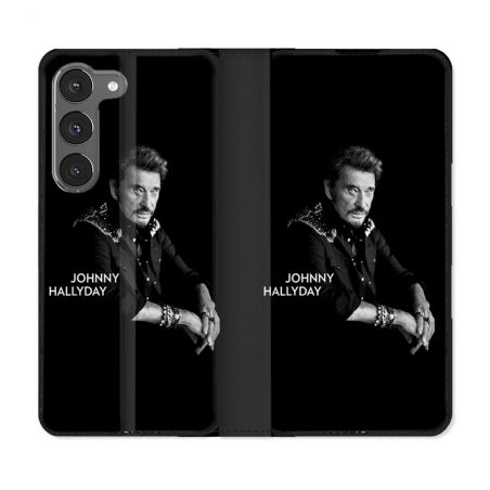 Housse Cuir Portefeuille Pour Samsung Galaxy A56 5G Musique Johnny Hallyday Noir