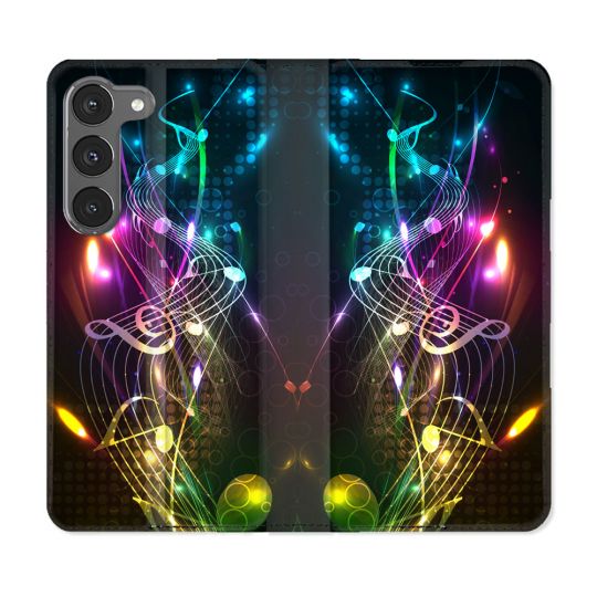 Housse Cuir Portefeuille Pour Samsung Galaxy A56 5G Musique Partition Multicolore
