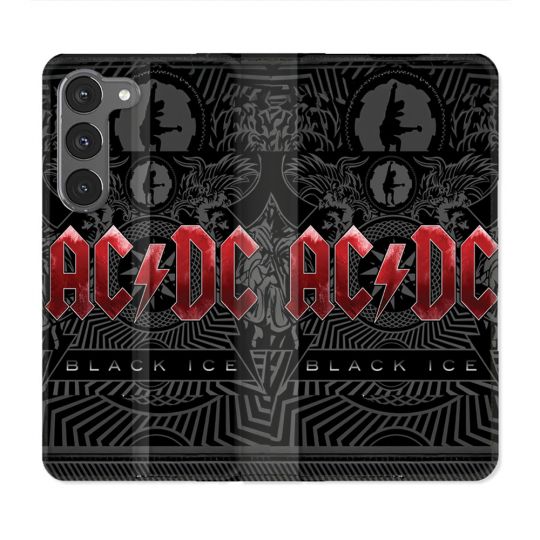 Housse Cuir Portefeuille Pour Samsung Galaxy A56 5G Musique Rock ACDC Rouge