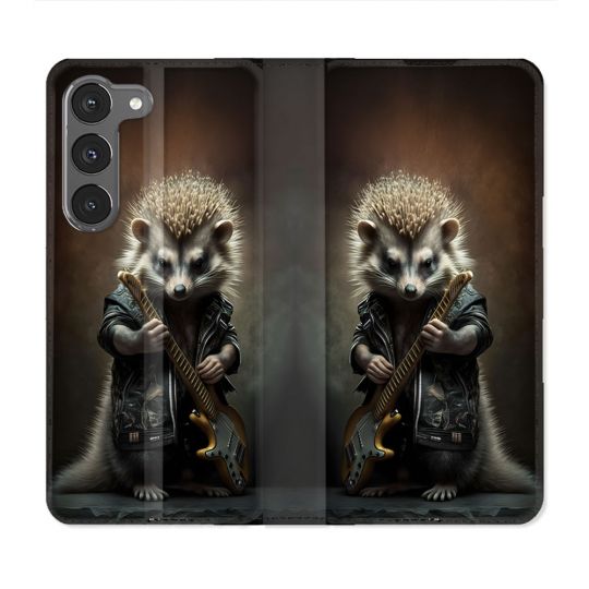 Housse Cuir Portefeuille Pour Samsung Galaxy A56 5G Musique Rock Herisson