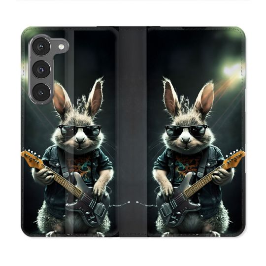 Housse Cuir Portefeuille Pour Samsung Galaxy A56 5G Musique Rock Lapin