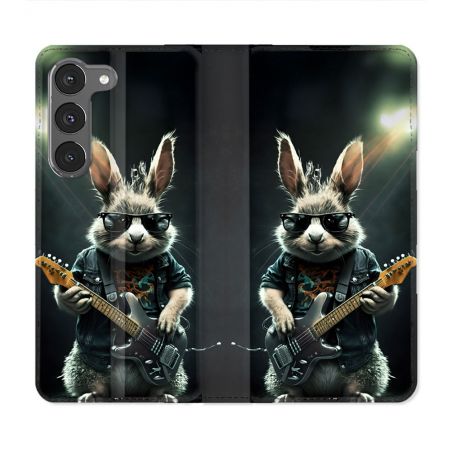 Housse Cuir Portefeuille Pour Samsung Galaxy A56 5G Musique Rock Lapin
