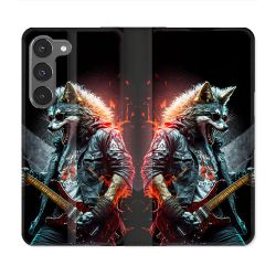 Housse Cuir Portefeuille Pour Samsung Galaxy A56 5G Musique Rock Loup