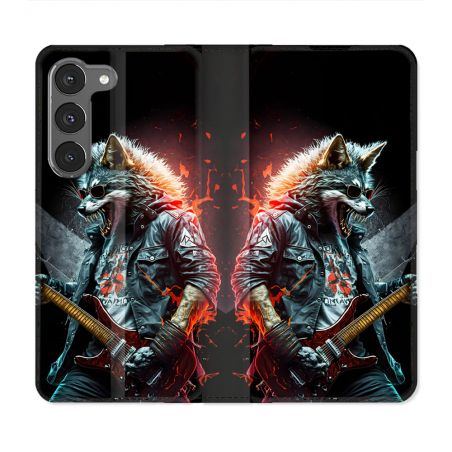 Housse Cuir Portefeuille Pour Samsung Galaxy A56 5G Musique Rock Loup