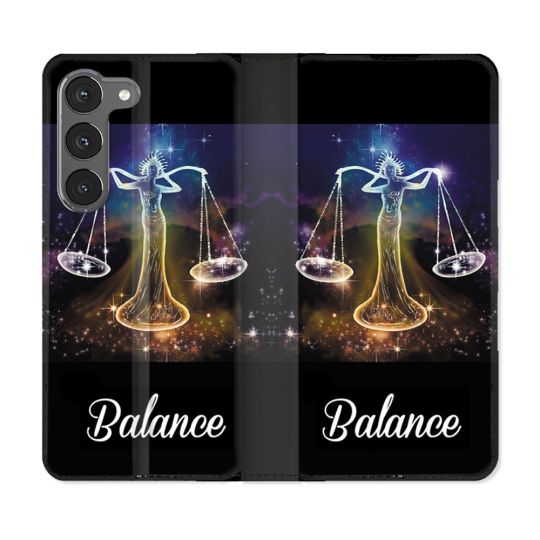 Housse Cuir Portefeuille Pour Samsung Galaxy A56 5G Signe Zodiaque 2 Balance