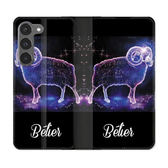 Housse Cuir Portefeuille Pour Samsung Galaxy A56 5G Signe Zodiaque 2 Bélier