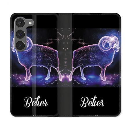 Housse Cuir Portefeuille Pour Samsung Galaxy A56 5G Signe Zodiaque 2 Bélier