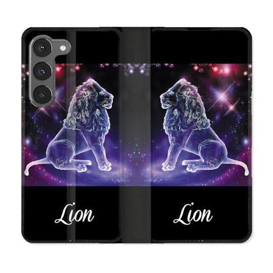 Housse Cuir Portefeuille Pour Samsung Galaxy A56 5G Signe Zodiaque 2 Lion