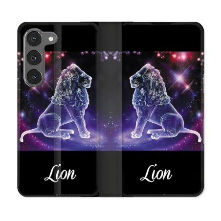 Housse Cuir Portefeuille Pour Samsung Galaxy A56 5G Signe Zodiaque 2 Lion