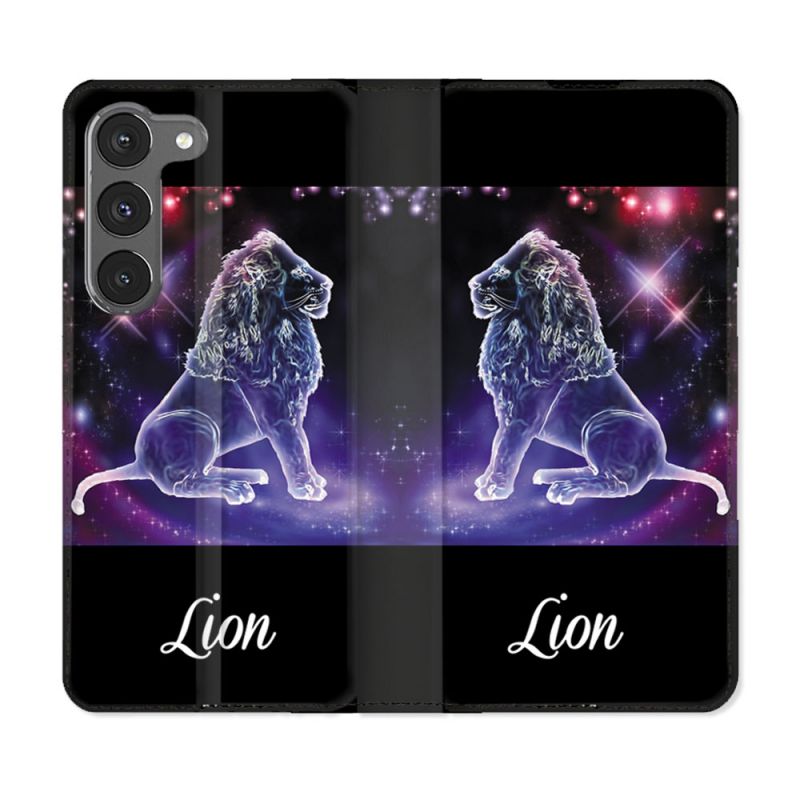 Housse Cuir Portefeuille Pour Samsung Galaxy A56 5G Signe Zodiaque 2 Lion