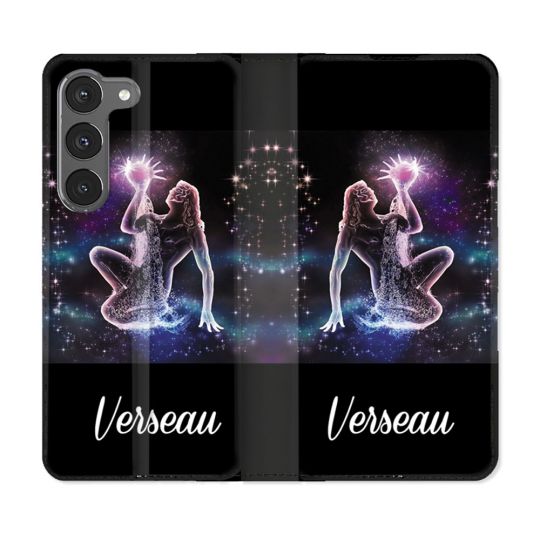 Housse Cuir Portefeuille Pour Samsung Galaxy A56 5G Signe Zodiaque 2 Verseau