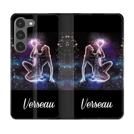 Housse Cuir Portefeuille Pour Samsung Galaxy A56 5G Signe Zodiaque 2 Verseau