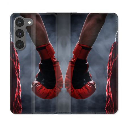 Housse Cuir Portefeuille Pour Samsung Galaxy A56 5G Sport Boxe Gant Rouge