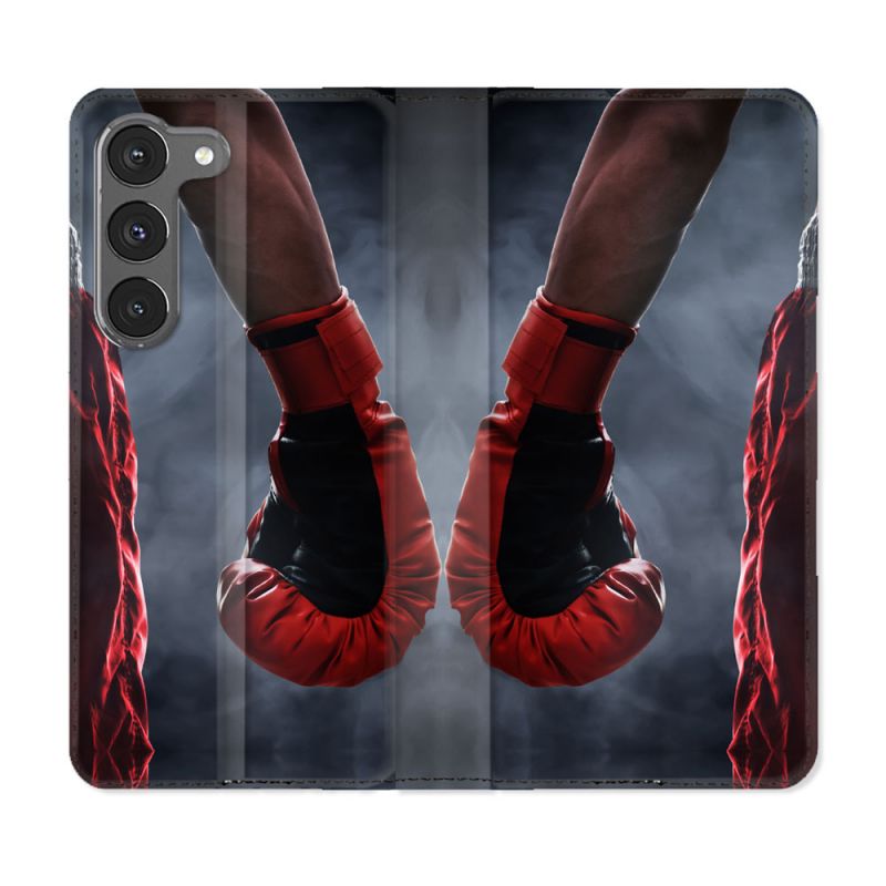 Housse Cuir Portefeuille Pour Samsung Galaxy A56 5G Sport Boxe Gant Rouge