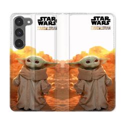 Housse Cuir Portefeuille Pour Samsung Galaxy A56 5G Star Wars - Yoda bebe soleil